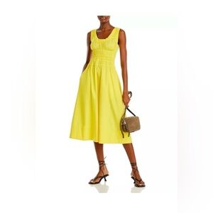 Proenza Schouler  white Label Yellow Poplin Smocked Midi Dress